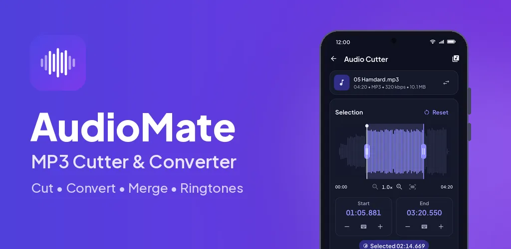 AudioMate: Cut & Convert MP3 — MP3 cutter, ringtone maker and audio converter